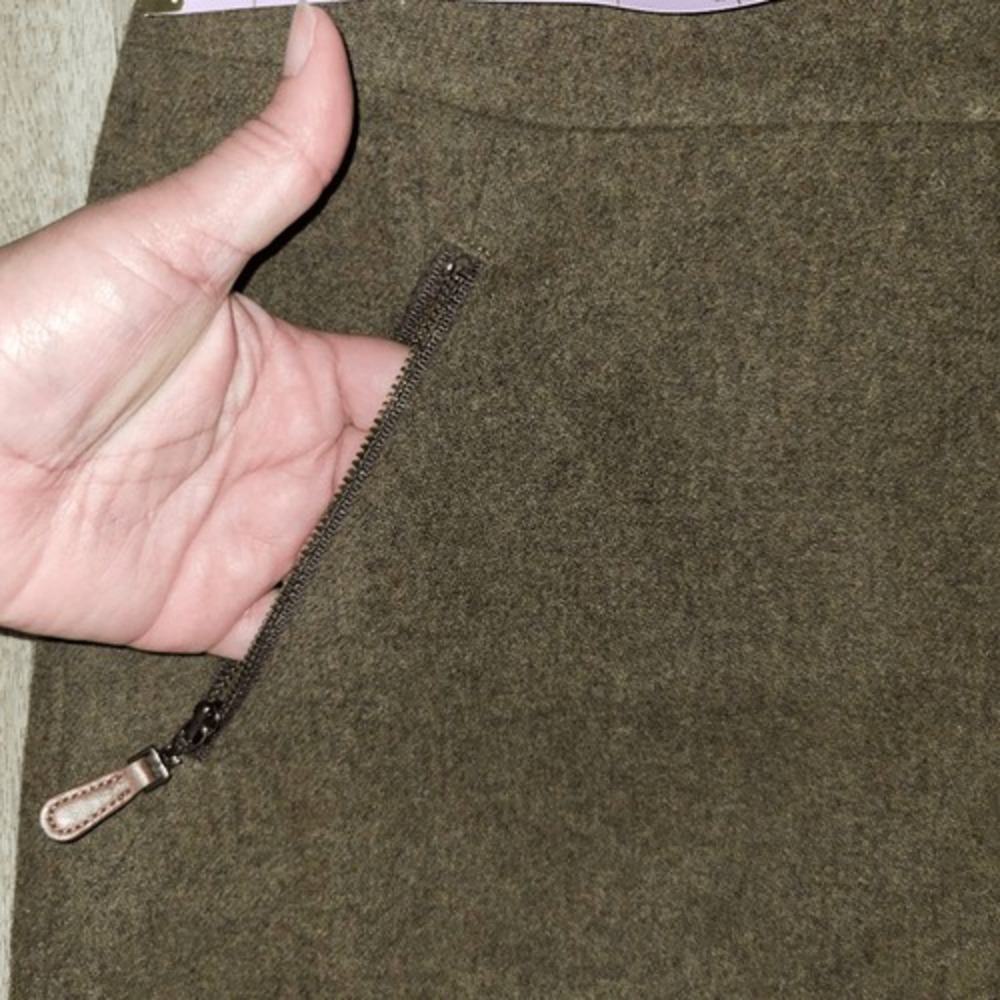 Talbots Woman Wool Blend Skirt Zip Pockets ALine Mini Size 18W‎ Khaki Brown - Picture 5 of 10
